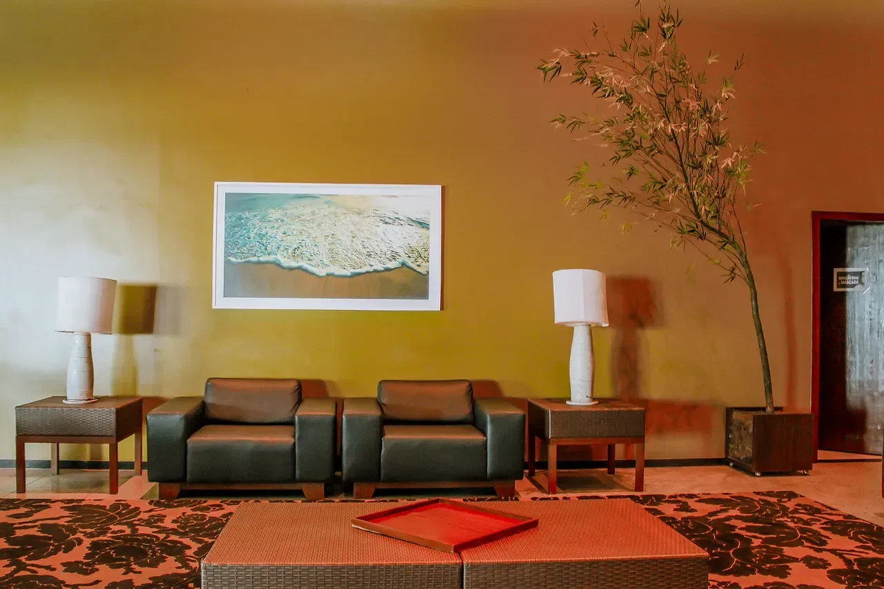 Lobby o Recepción — Flat Vista Parcial Mar em Petrópolis by Qavi