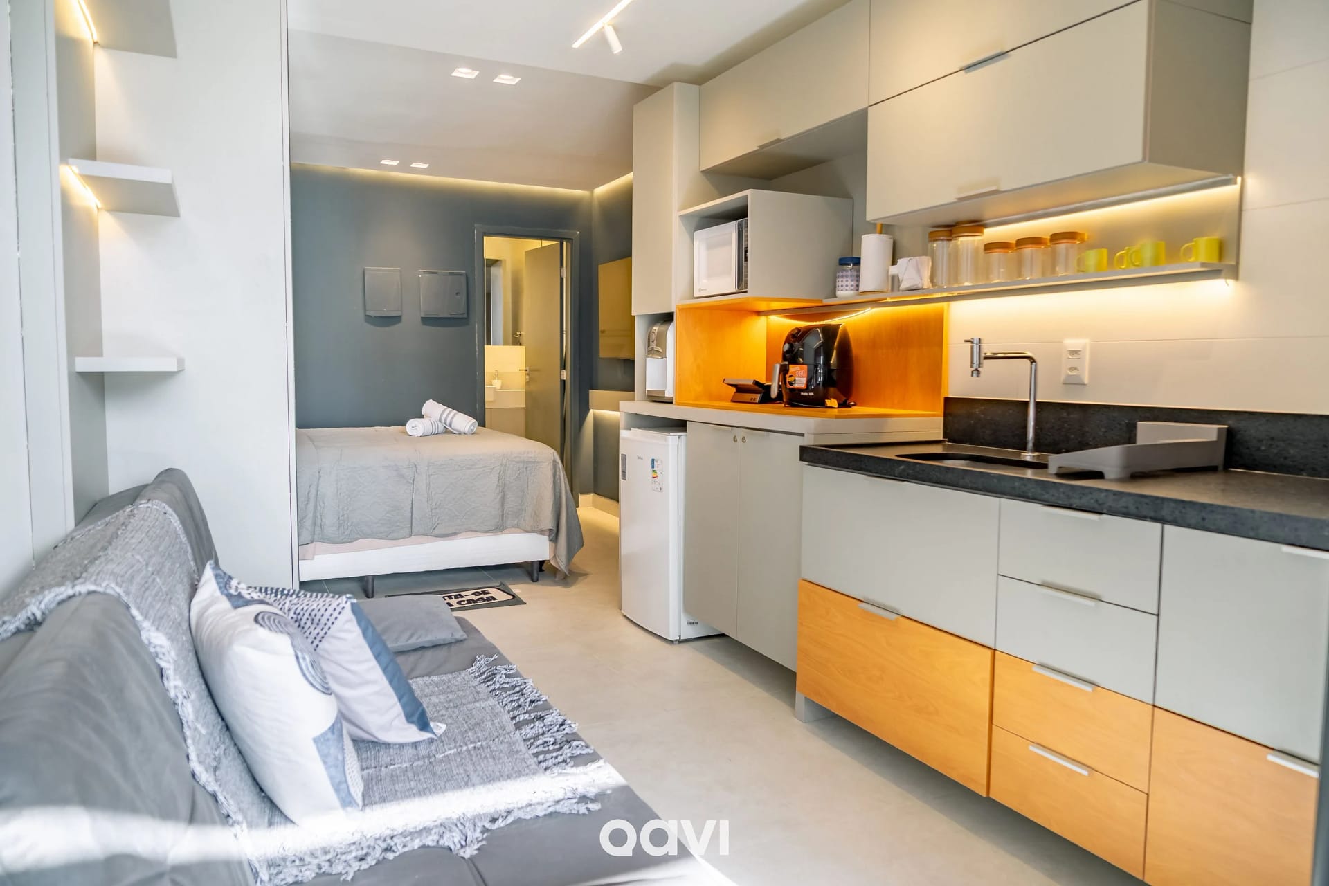 Cocina o kitnet — Departamento Frente al Mar en Intermares Sun Smart 102 - QAVI