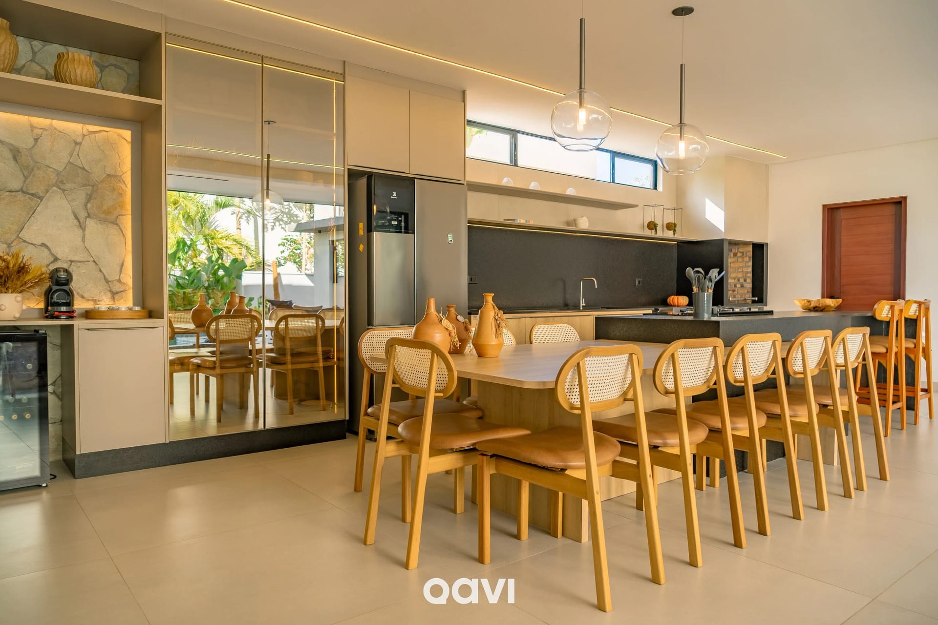 Kitchen or kitchenette — Casa Luxo com Piscina e Jacuzzi em Gostoso by Qavi