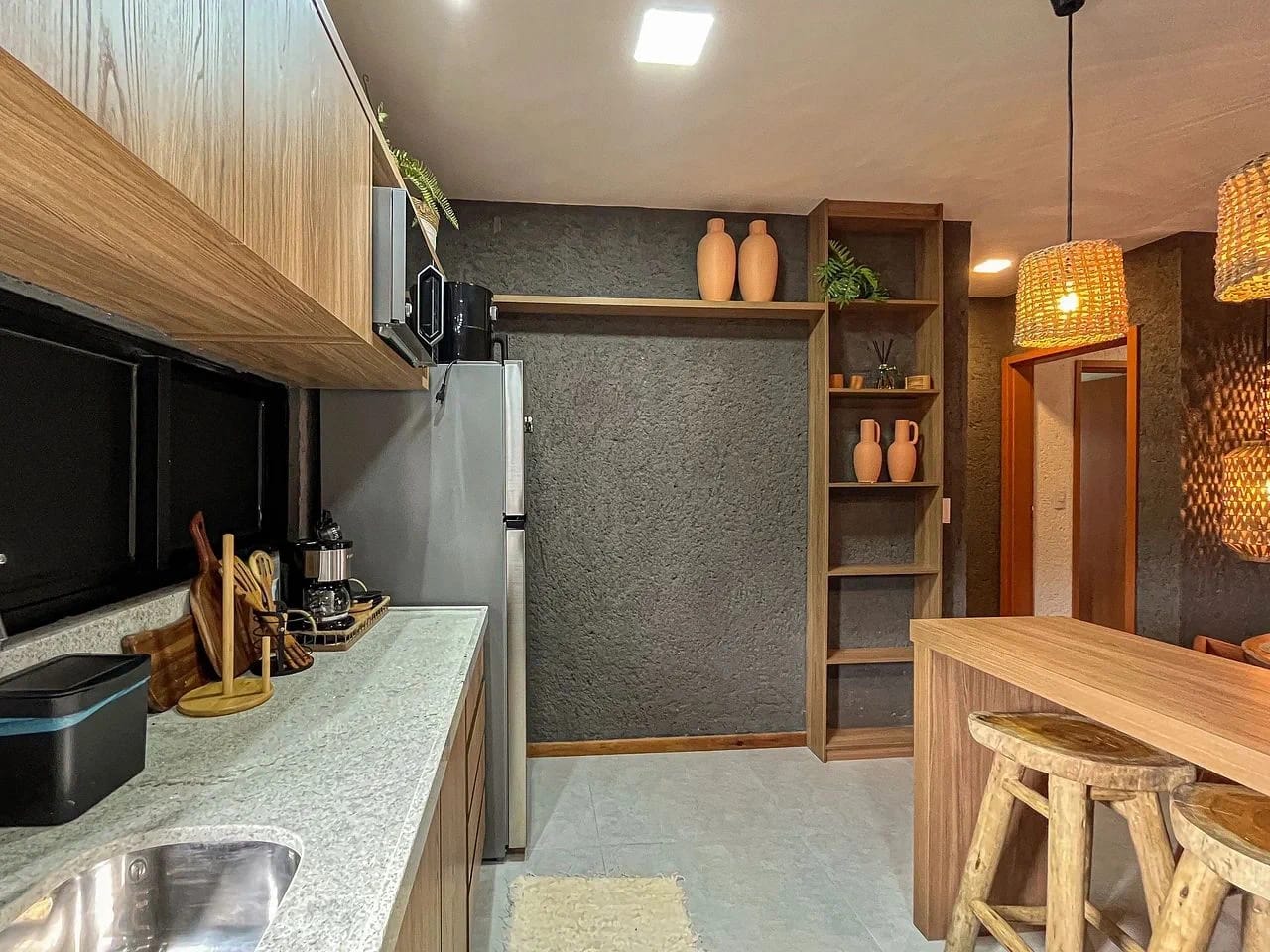 Cocina o kitnet — Apartamento Varanda Manatee em Milagres by Qavi