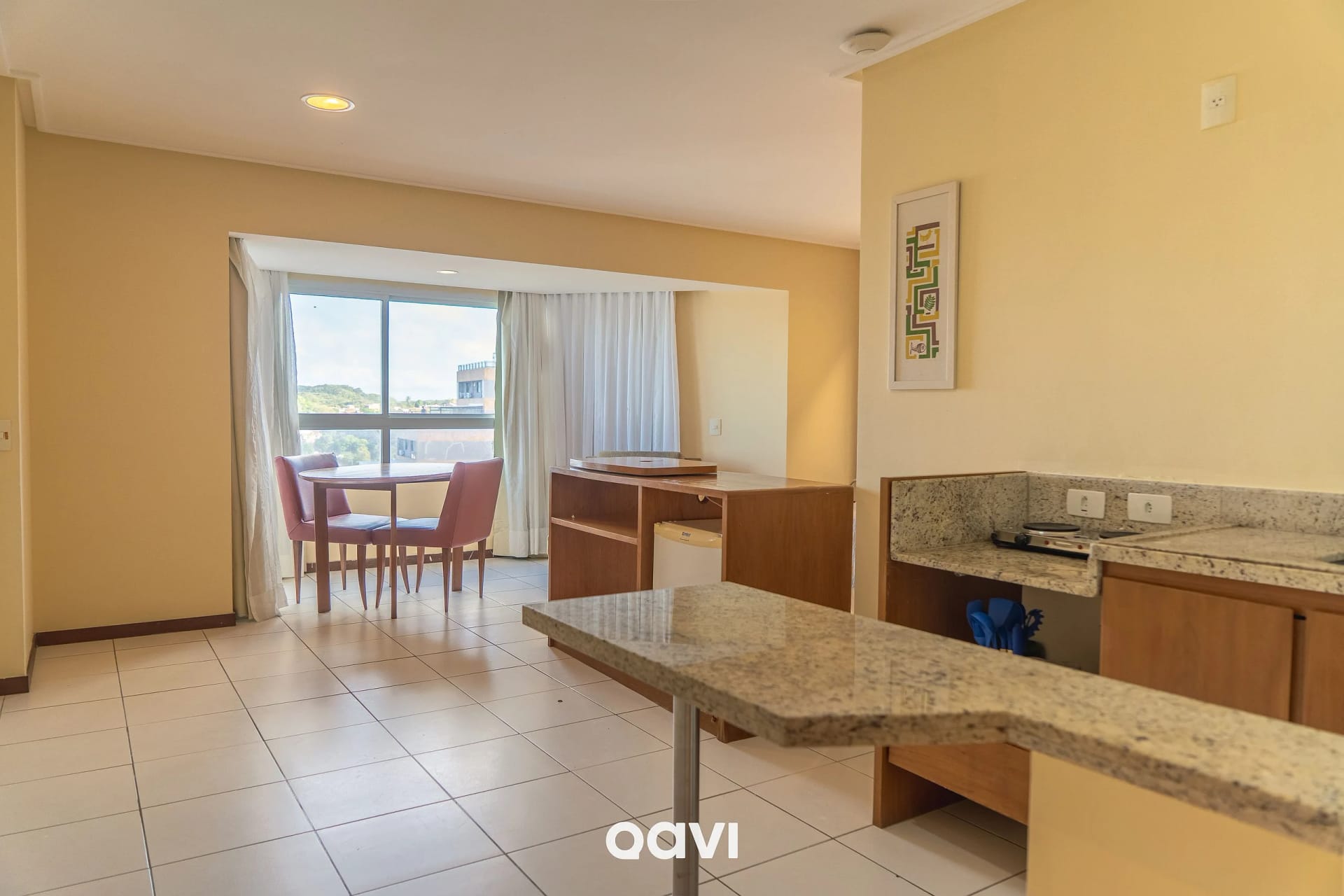 Cocina o kitnet — Flat em Petrópolis Vista Parcial Mar - Qavi