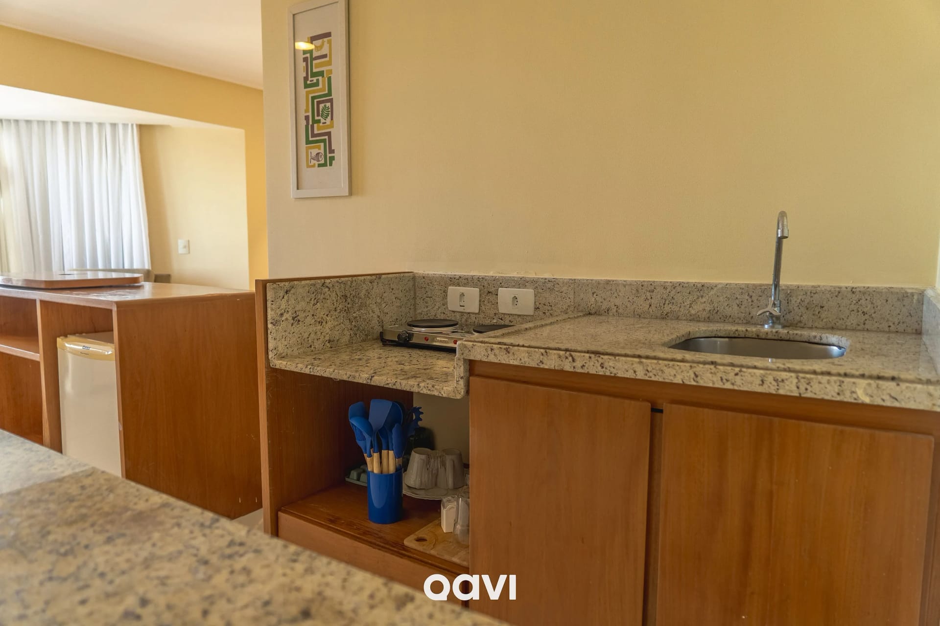 Cocina o kitnet — Flat em Petrópolis Vista Parcial Mar - Qavi