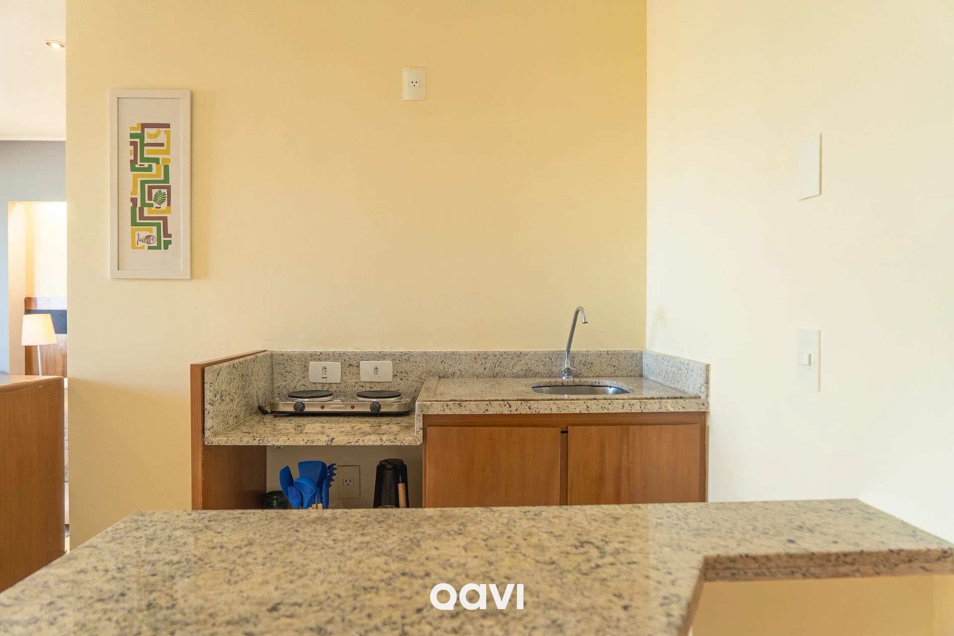 Cocina o kitnet — Flat em Petrópolis Vista Parcial Mar - Qavi